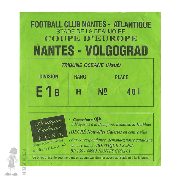 1994-95   32ème retour Nantes Rotor Volgograd - 2