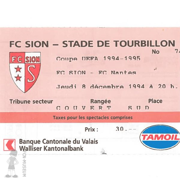 1994-95  8ème retour Sion Nantes