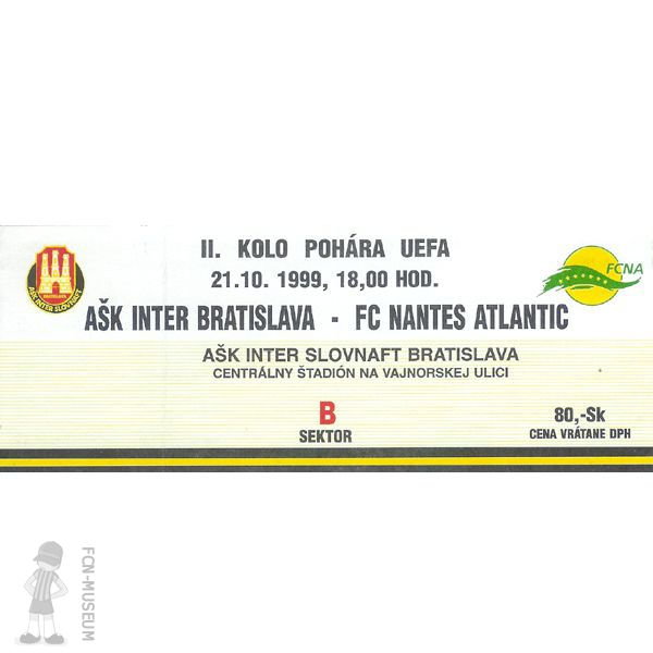 1999-00  2nd tour aller Bratislava Nantes - 1