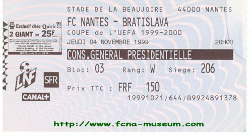 1999-00  2nd tour retour Nantes Bratislava - 2