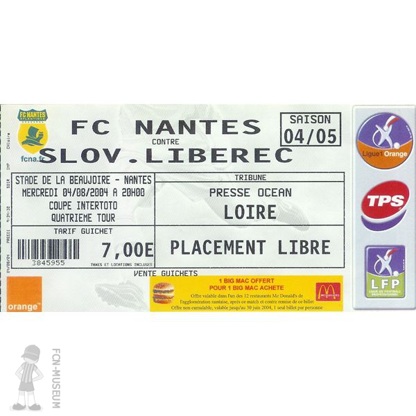 2004-05 4ème tour retour Nantes Liberec - 2