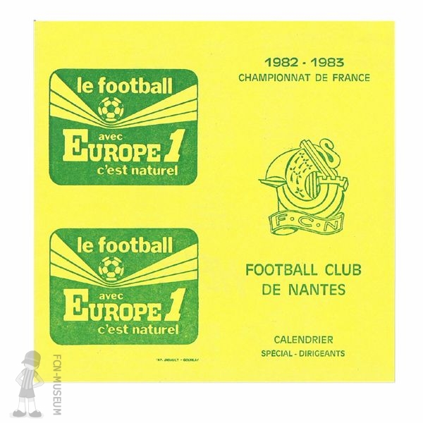 Calendrier 1982-83 (Dirigeant)