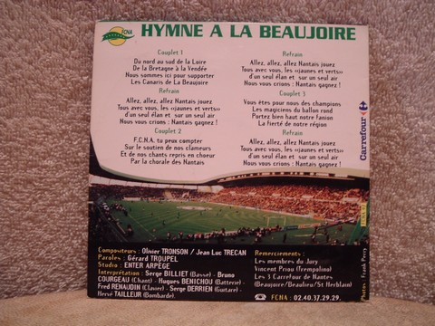 CD 1999 "L'hymme à la Beaujoire" (verso)
