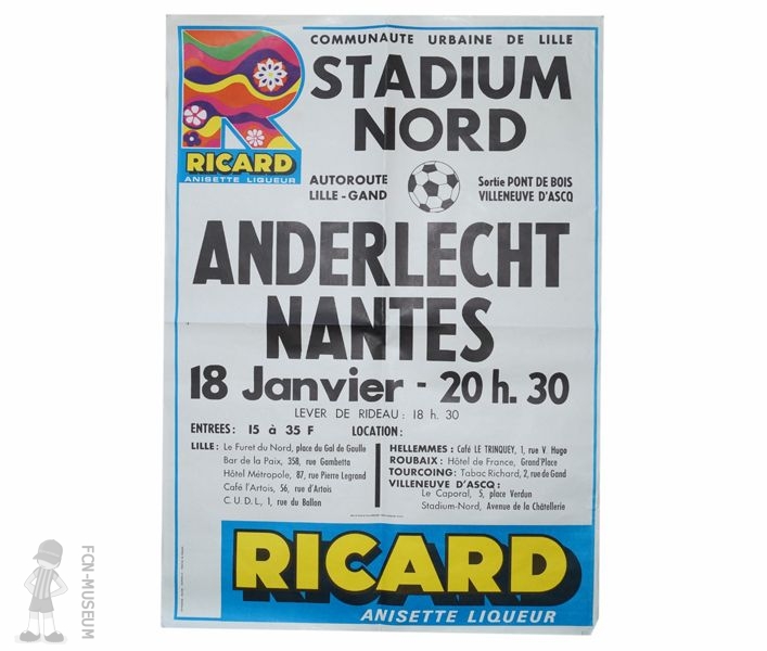 1976-77 amical Anderlecht Nantes (Affiche)