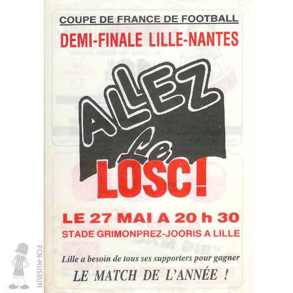 CdF 1983 Demi aller Lille Nantes (Affichette)
