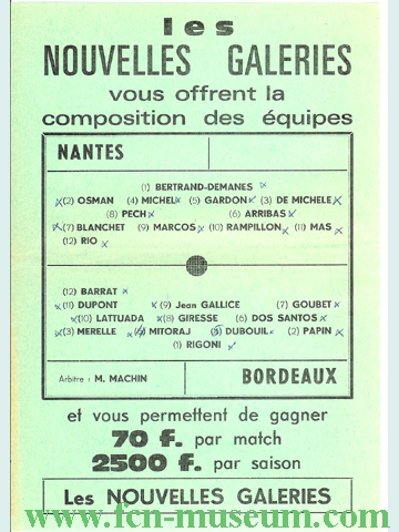 1972-73 14ème j Bordeaux Nantes - 2