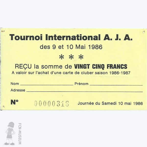 1985-86 Tournoi européen AJ Auxerre (Reçu)