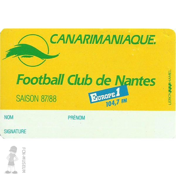 1987-88 Carte Canarimaniaque