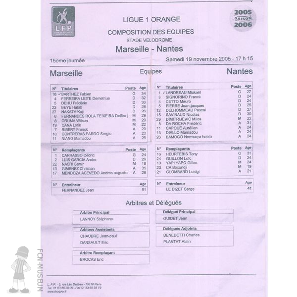 2005-06 15ème j Marseille Nantes (Feuille match) b