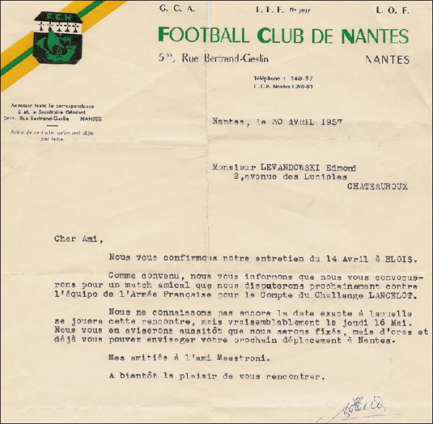 Courrier FCN 1957  bis