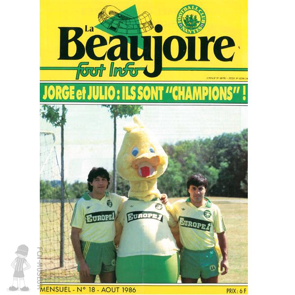 1986-1987 La beaujoire N°18" Jorge et Julio  : Ils sont "champions"!