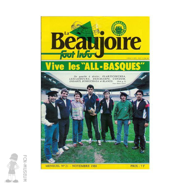 1986-87 La Beaujoire n°21 "Vive les All Basques"