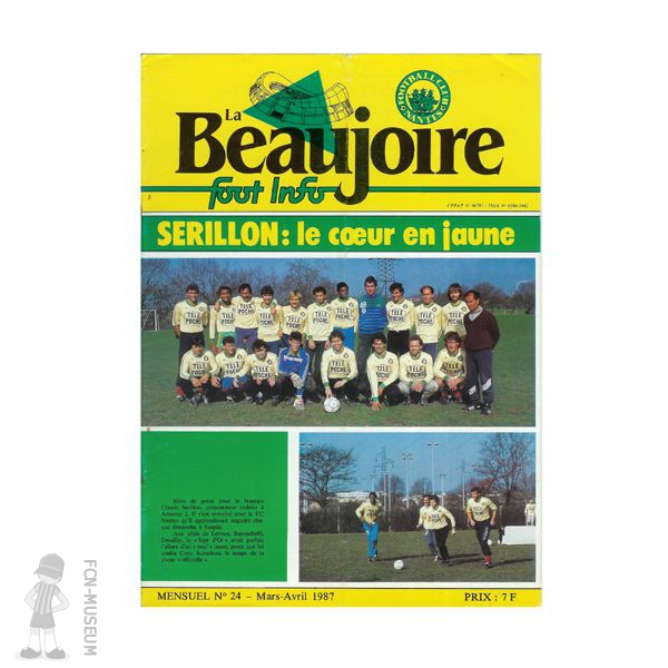 1986-87 La Beaujoire n°24 "Sérillon : le coeur en jaune"