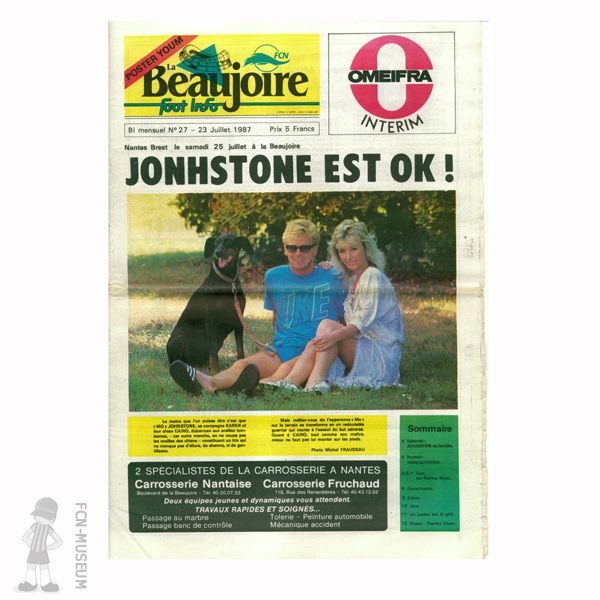 1987-88 La Beaujoire n°27 "Jonhston est OK"