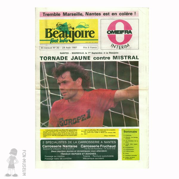 1987-88 La Beaujoire n°30 "Tornade jaune contre Mistral"