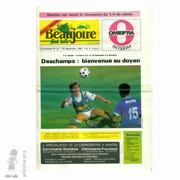 1987-88 La Beaujoire n°31 "Deschamps : bienvenue au doyen"
