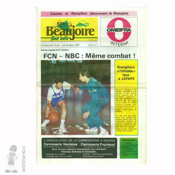 1987-88 La Beaujoire n°34 "FCN - NBC : même combat !"