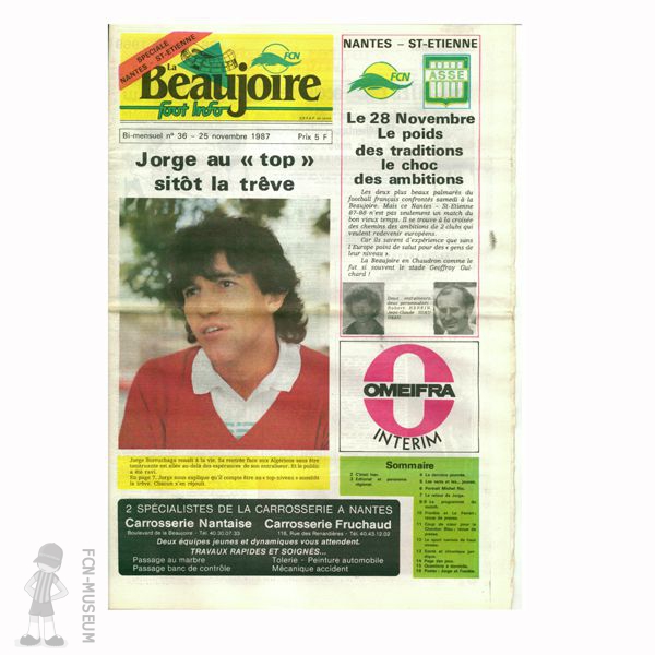 1987-88 La Beaujoire n°36 "Jorge au top sitôt la trêve"