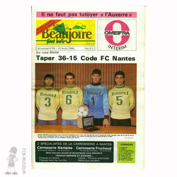 1987-88 La Beaujoire n°39 "Taper 36-15 code FC Nantes"