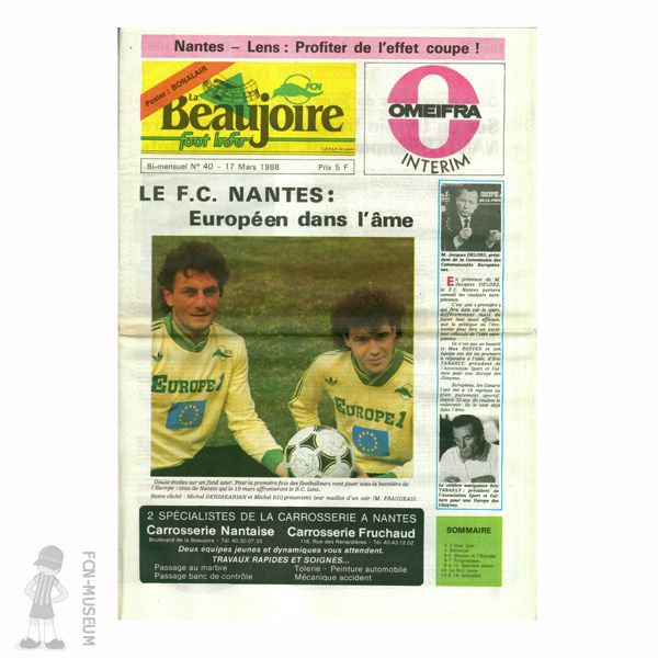 1987-88 La Beaujoire n°40 "Le FC Nantes : européen dans l'âme"