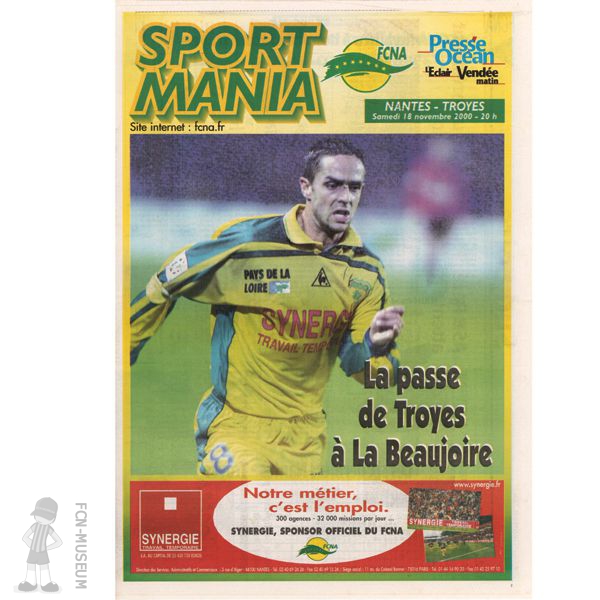 2000-01 16ème j Nantes Troyes (programme)