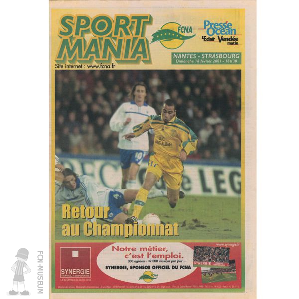 2000-01 27ème j Nantes Strasbourg (programme)