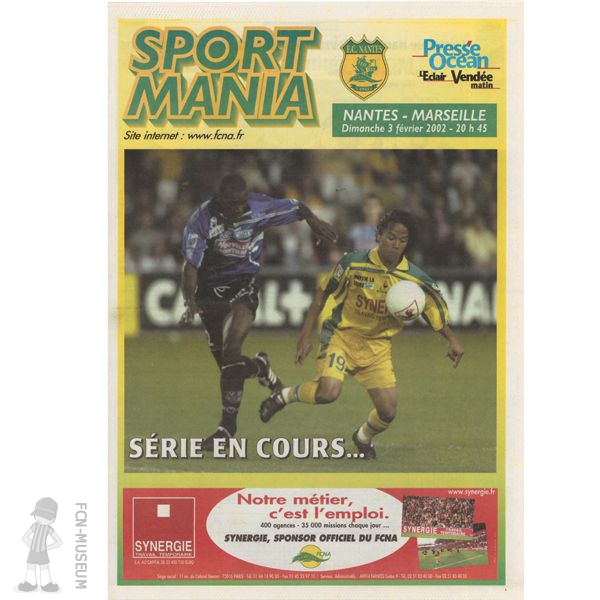 2001-02 24ème j Nantes Marseille (programme)