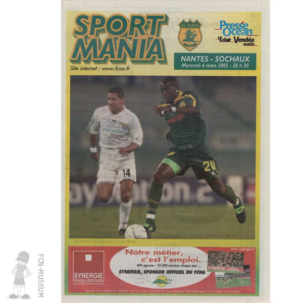 2001-02 28ème j Nantes Sochaux (programme)