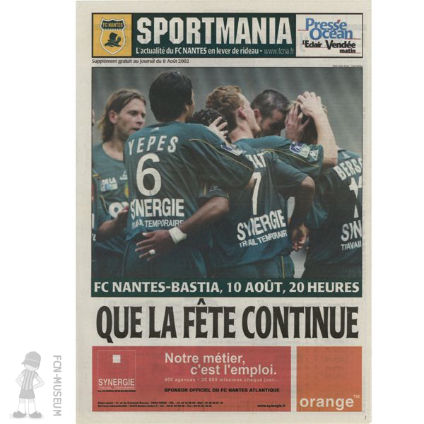 2002-03 02ème j Nantes Bastia (programme)