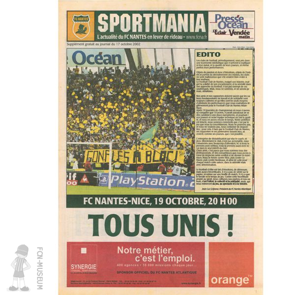 2002-03 11ème j Nantes Nice (programme)