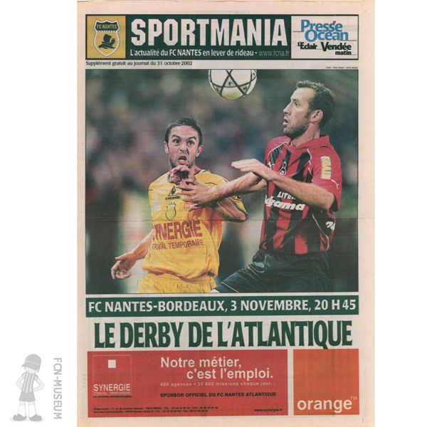 2002-03 13ème j Nantes Bordeaux (programme)