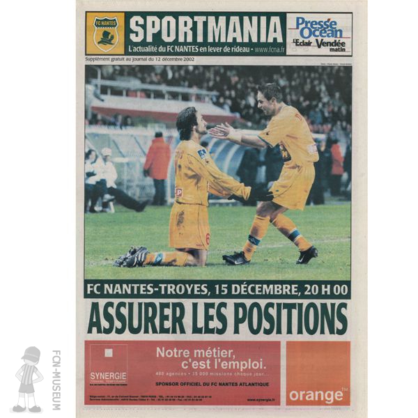 2002-03 19ème j Nantes Troyes (programme)