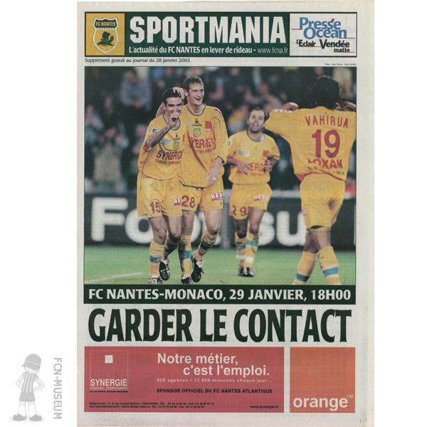 2002-03 24ème j Nantes Monaco (programme)