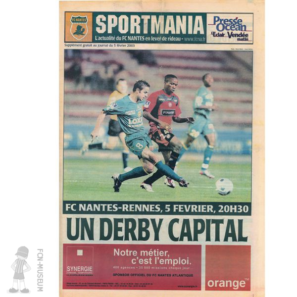 2002-03 26ème j Nantes Rennes (programme)