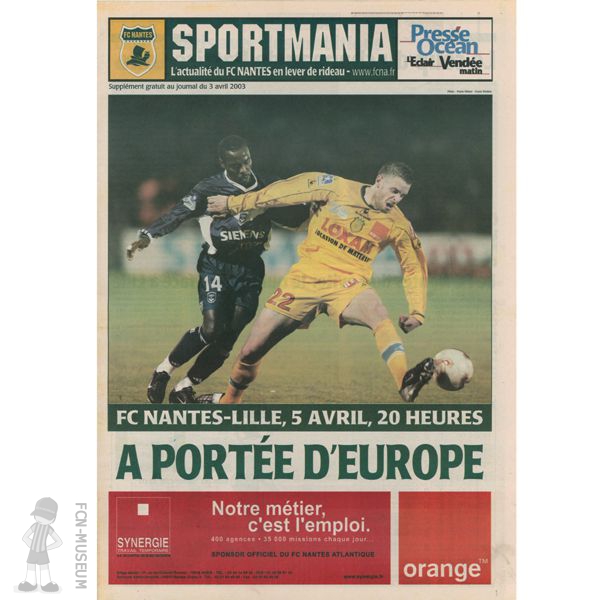 2002-03 32èmej Nantes Lille (programme)