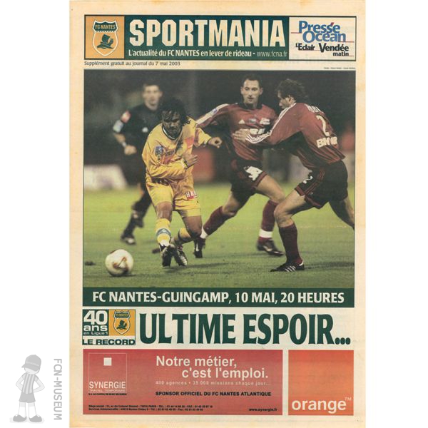 2002-03 36ème j Nantes Guingamp (programme)